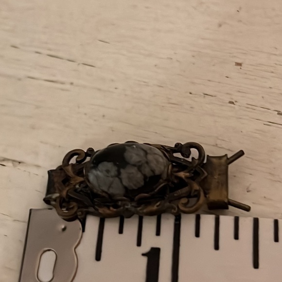 2 Antique barrettes with semi precious stones